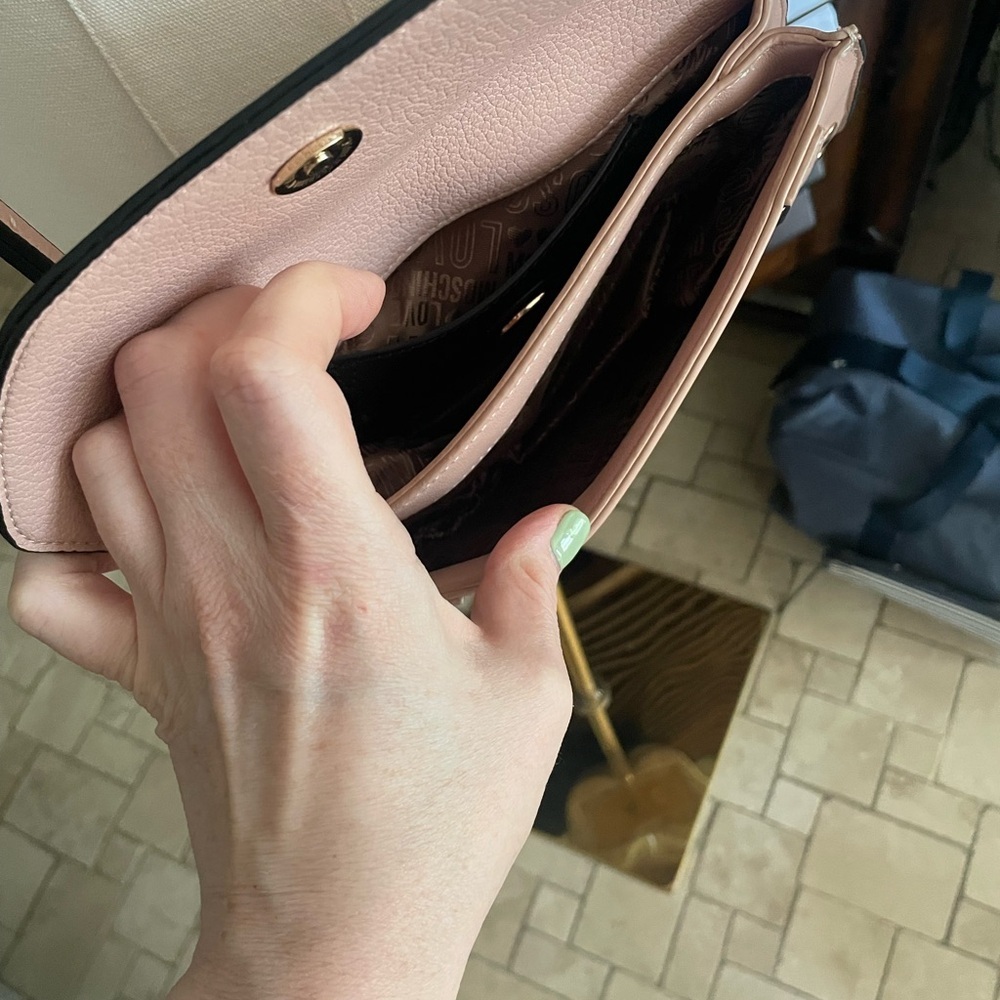 Love Moschino Pink Studded Crossbody Bag Vegan Leather Slight As Is - Picture 8 of 12